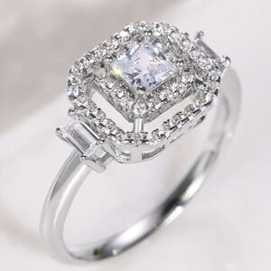 🌸New Luxury Engagement Clear Diamond Square Noble Dainty Ring for Women, K782